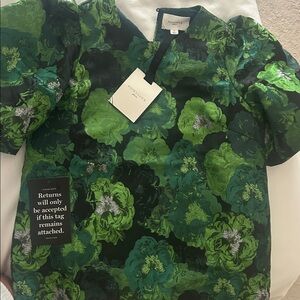 Tuckernuck Black and Green Floral Blouse
